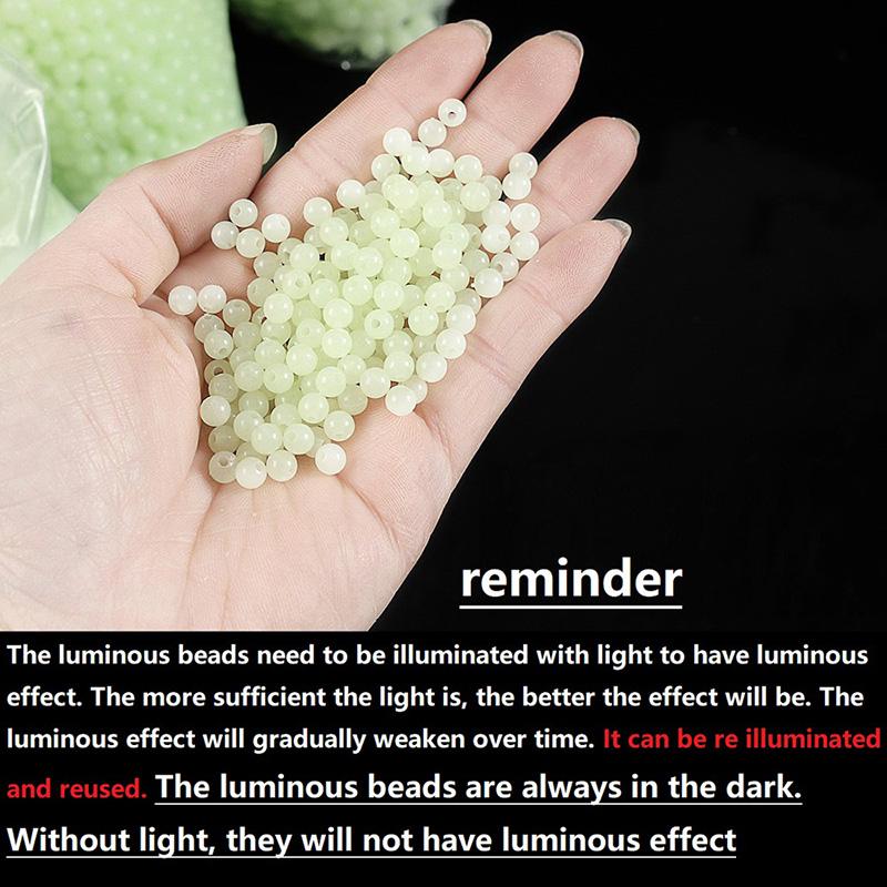 1PC Luminous Beads Angeln Space Beans 4mm 5mm 6mm 100pcs/bag Gummiköder Licht Glowing Float Bälle für Outdoor Angelgeräte