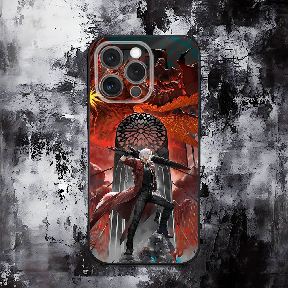 D-Devil M-May C-Cry Dante Phone Case For iPhone 16,15,14,13,12,11,Pro,Max,Plus,X,XS,SE,E,Mini,Soft Silicone Black Case