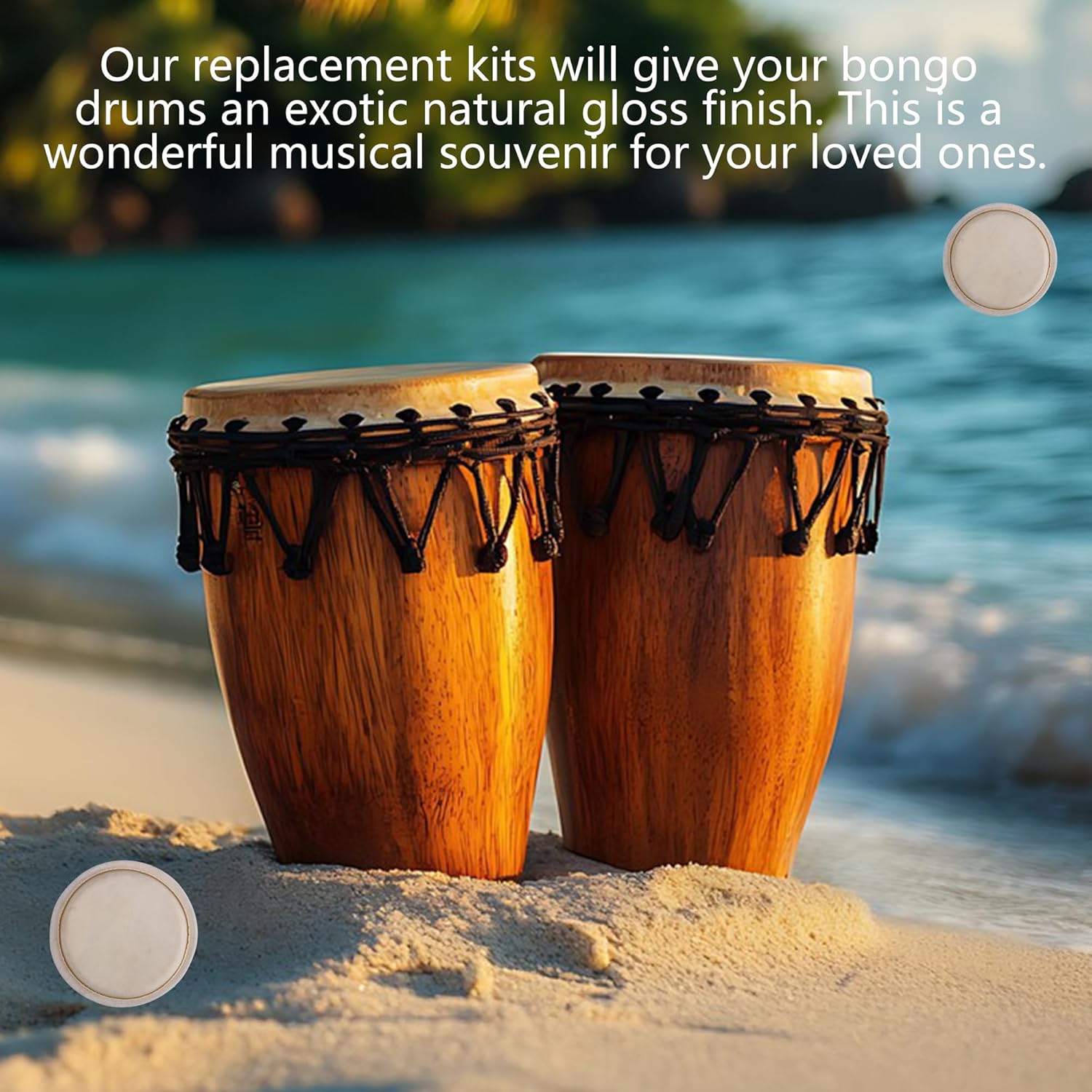 

bstinay 6.1inch White Cowhide Bongo Heads Replacement Percussion Instruments Skin