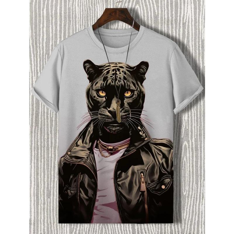 Tricouri amuzante pentru bărbați cu imprimeu animal pisică, mânecă scurtă, topuri, imprimeu 3D, tricouri cu gât rotund, petrecere, vară, casual, îmbrăcăminte pentru bărbați