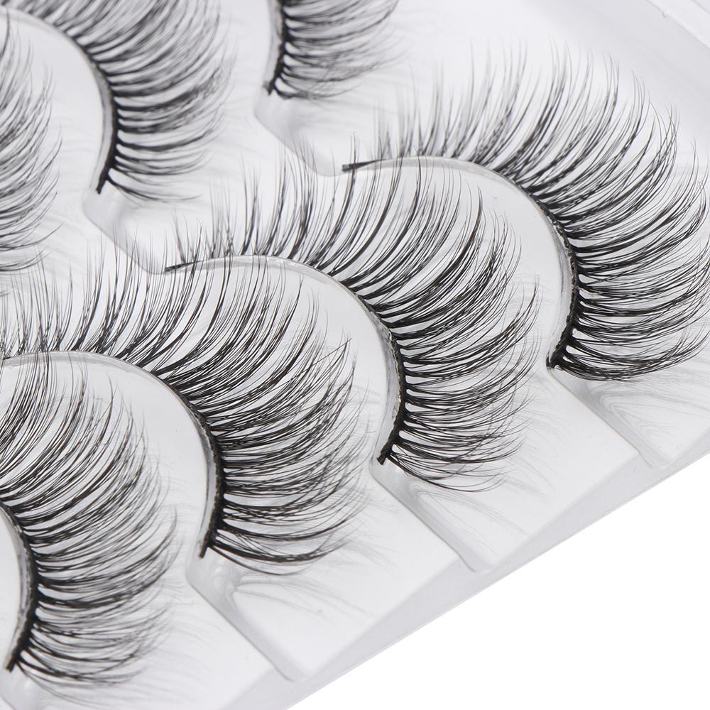 💰Kjøp 5 Pairs 3D False Eyelashes Natural Long Wispies Cross Eyelashes ...