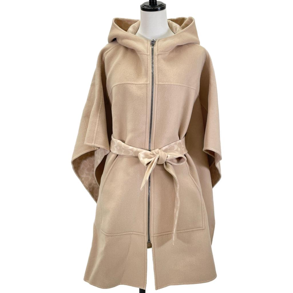 Coach 11003658 Beige Wool X Cashmere Signature Lining Belted Cape Coat Coat XS/S beigeUsed