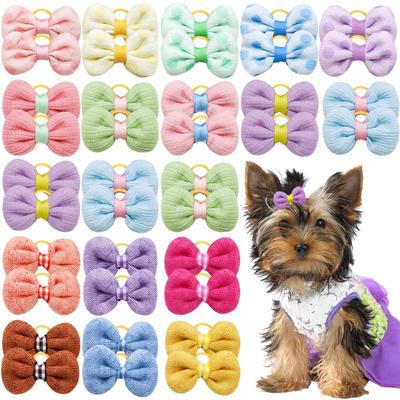 5/10 Pièces Élastique Nœud Papillon Couleur Bonbon Bande Cheveux Chien Chiot Cheveux Longs Nœuds Accessoires Cheveux Toilettage Animal Fournitures Animalières Mignonnes