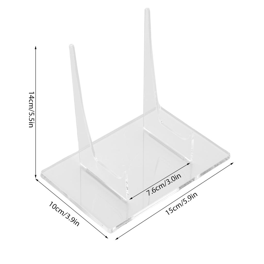 2 Packs Large Plate Holder Acrylic Clear Plate Display Stand for Book Decorative Plate Plaque Photo Platter Tabletop Art Home Office