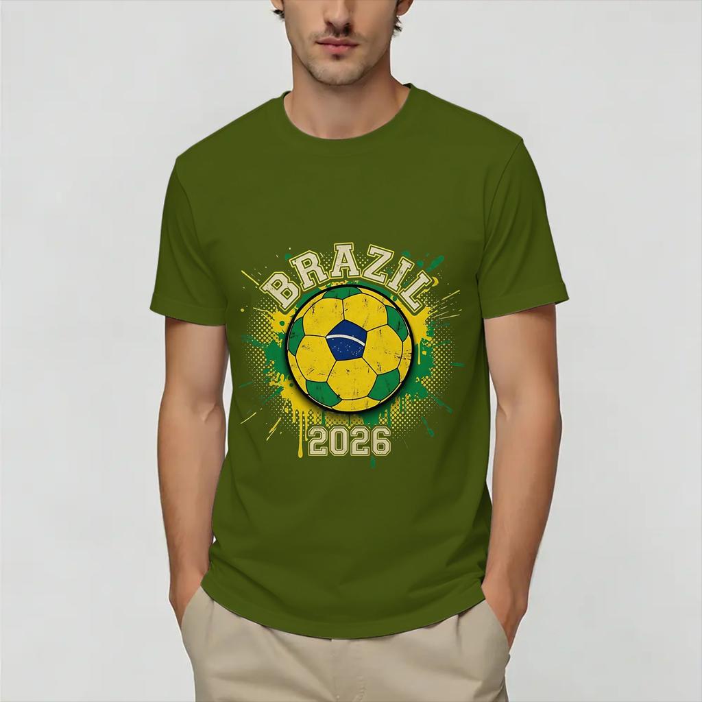 Brazil 2026 Soccer T Shirt Beach Hippie TShirts Couple Cotton Crewneck Oversized Clothes Short Sleeve Y2K Fun Tshirt
