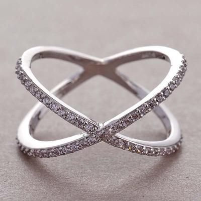Neue Design X Form Kreuz Ringe Für Frauen Mode Silber Überzogene Paar Hochzeit Mikro Gepflastert CZ Kristall Luxus Schmuck