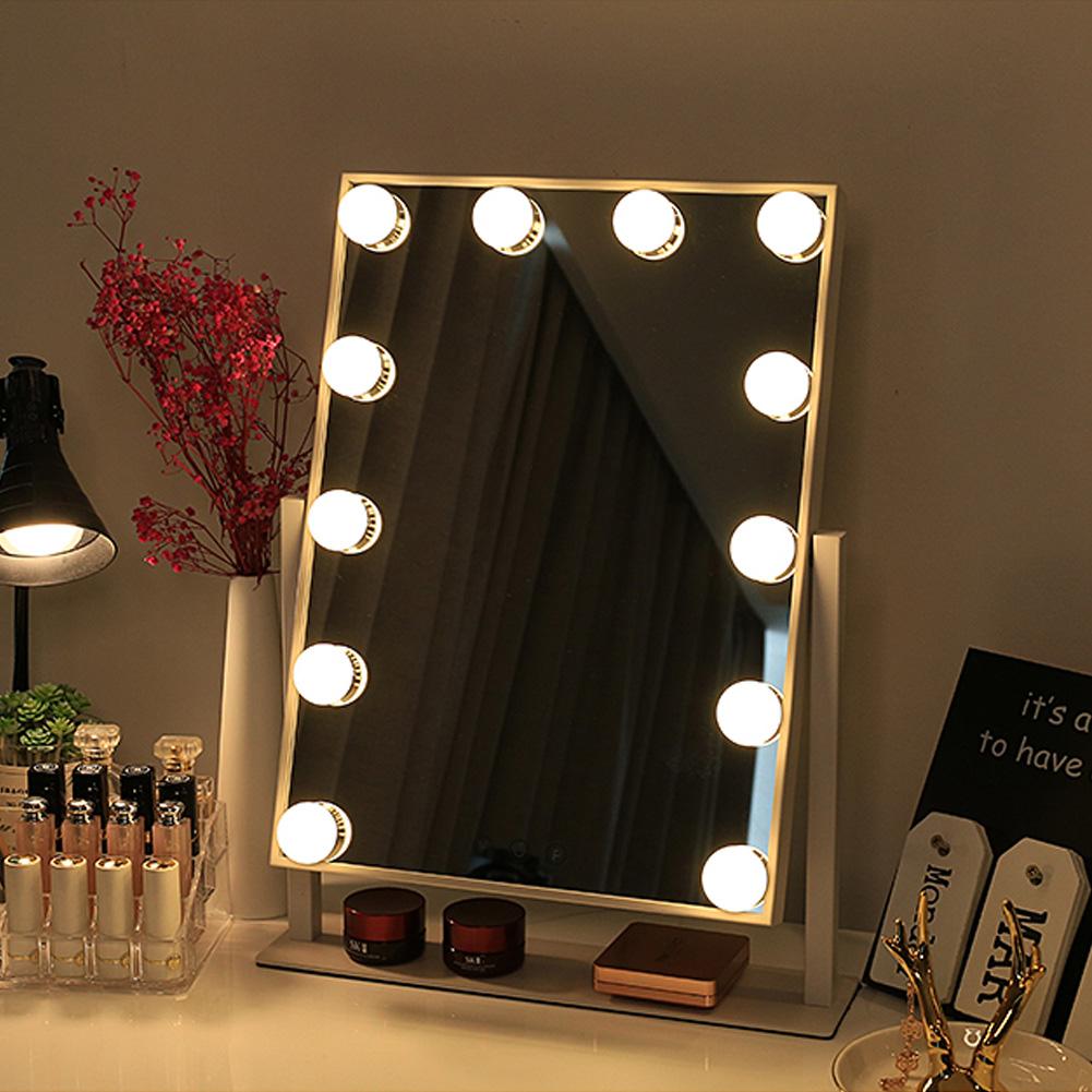 10 LED Trójbarwne Ściemnialne Żarówki Zestawu Oświetlenia Lusterkowego do Makijażu, Lampka Stołowa do Makijażu z