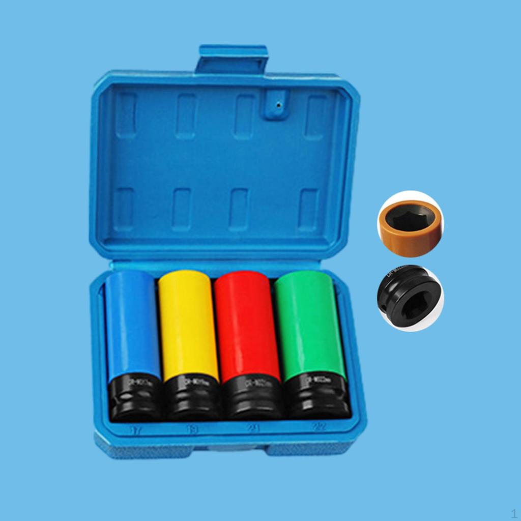 Sada objímek kol, Metrický ochranný náraz 17 mm, 19 mm, 21 mm 1/2 palcový pohon