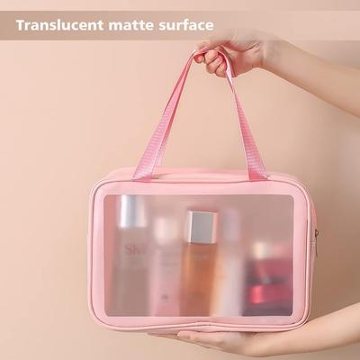 Dry-wet Separation Double Transparent PU Makeup Bag Portable Washing Bag Cosmetic Storage Bag Travel Fitness Swimming Essentials