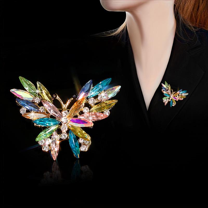 European American Style Rhinestone Crystal Butterfly Brooch – New Autumn Design