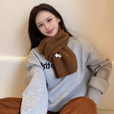 Scarf Women's Winter Solid Color Soft and Waxy Versatile Korean Couple Fashion Student Knitted Warm Scarf Korean Knitted