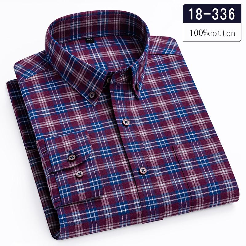 Luxury hight qulity 100%Cotton long-sleeve shirts for men slim fit casual plaid shirt houndstooth Office clothes elegant tops