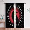 Retro Rune Pattern Dark Style Záclony, Viking Shield Print, Dětský pokoj, Obývací pokoj, Kuchyňská dekorace, 2ks
