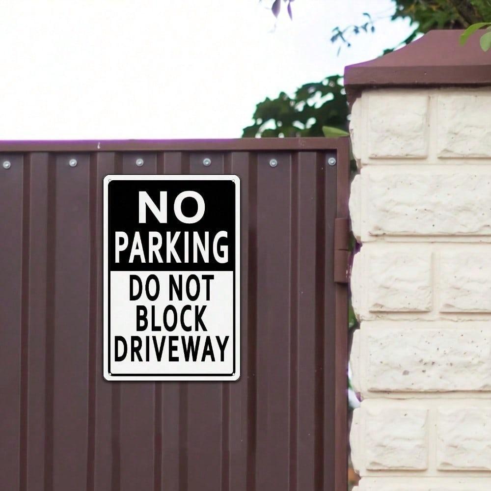 DDB Vintage No Parking No Blocking Driveway Metal Tin Sign Rust Resistant Yard Wall Decoration Full Color Unframed Plaque