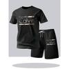 Ensemble tendance d'été pour homme : T-shirt à manches courtes et short, décontracté, col rond, manches courtes, short, ensemble deux pièces