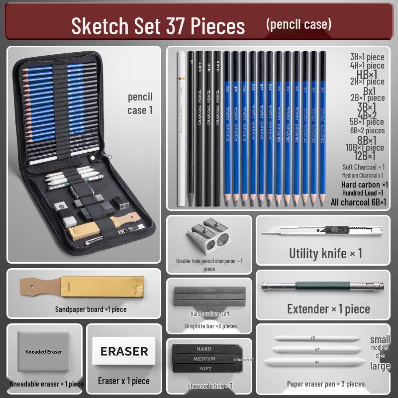 Professional Sketch & Charcoal Pencil Set for Students & Beginners