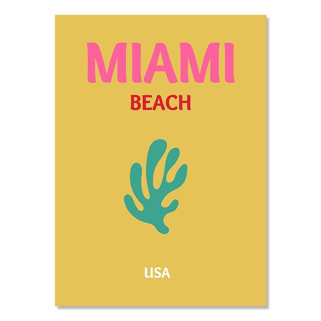 Preppy Colorful Travel Prints Miami Bondi Palm Lbiza Capri Amalfi Poster Nordic Canvas Painting Retro Gallery Wall Beach Art Set