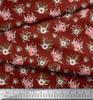 Soimoi Red Poly Crepe Fabric Mignon Dahlia & Peony Floral Fabric Prints By Metre 42 Inch