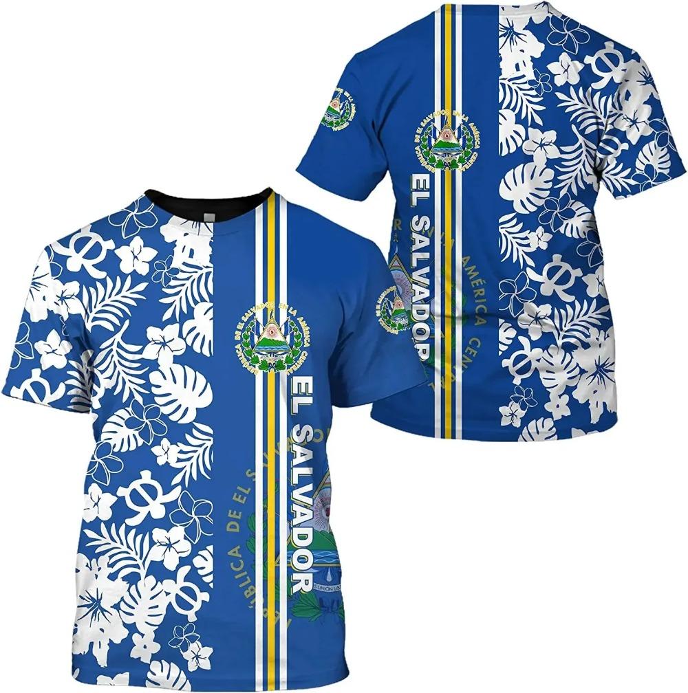 

Футболка El Salvador для мужчин и женщин, 3D-печать, свободный воротник, мужская одежда 6XL красный