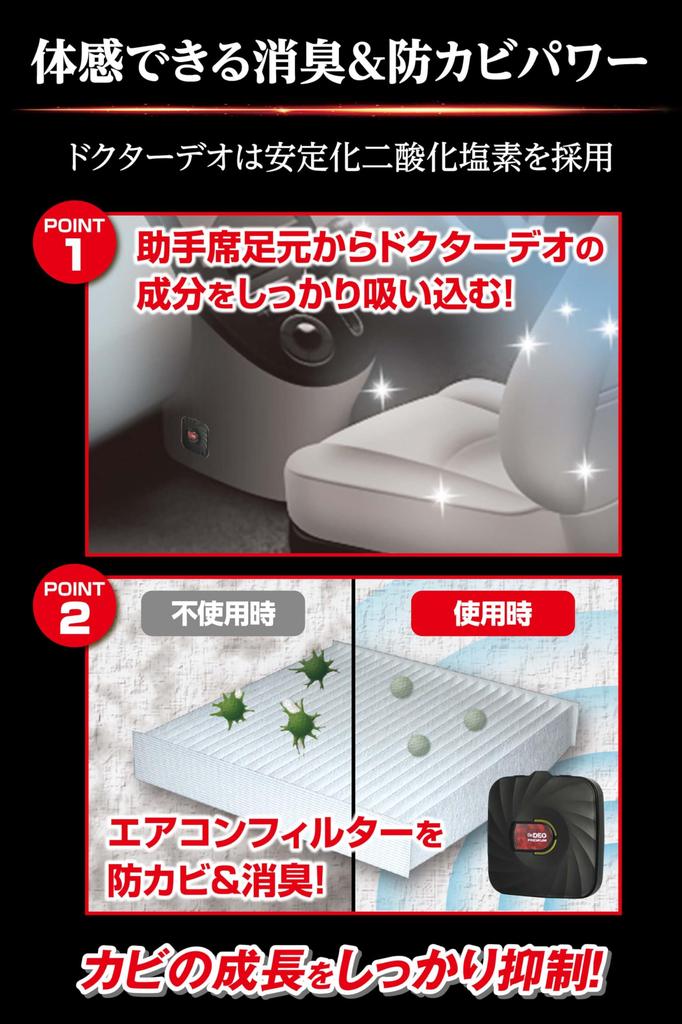 Carmate D292 Dr. Deo Dr.DEO Premium Air Conditioner Filter Booster Anti-Mildew Unscented Stabilized Dioxide for Cars