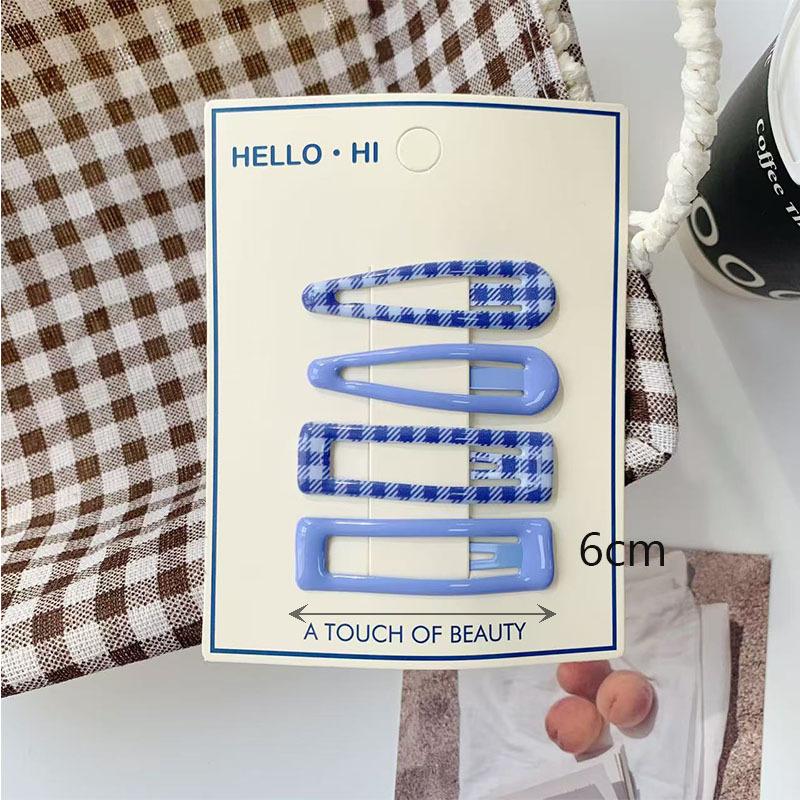4Pcs/Set Retro Morandi Plaid Bb Hair Clips Daily Side Bangs Clip Baby Hairpin For Women And Girls Hair Accessory