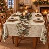 Ölbeständige Schneemann-Weihnachtsstern-Tischdecke 2D-Flachdruck Weihnachts-Hirsch Tischmatte Weihnachtsfeier