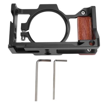 Camera Cage with Wood Handle 38in 14in Screw Cold Shoe Mount Aluminum Alloy Metal Protective