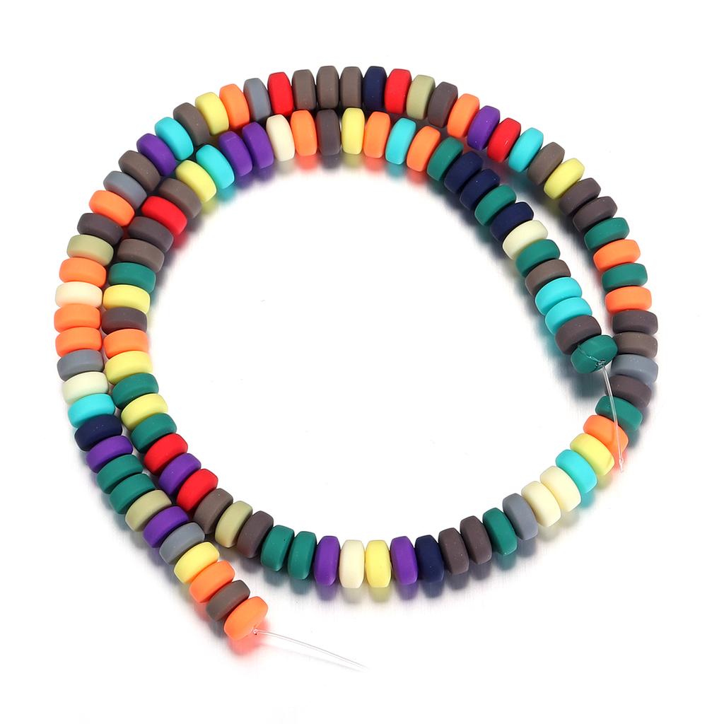 1String Polymer Clay Beads Colorful Loose Spacer Flat Round Beads For DIY Bracelet Necklace Charm Jewelry Accessories Wholesale