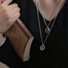 S925 Sterling Silver Texture Pattern Necklace Wind Blogger Simple Fashion Niche Autumn And Winter Pleated Sweater Chain
