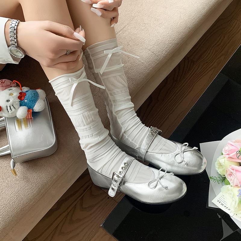 Fashion Versatile Bow Flat Mary Jane Shoes Children's Spring and Summer 2025 New College Style Skirt Single Shoes