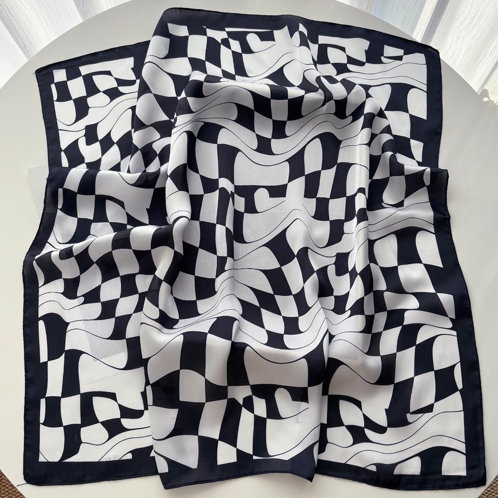 70*70Cm Luxury Square Scarf For Women Elegant Ladies Hijab Neckerchief Soft Stain Imitation Silk Scarves Shawl For Travel