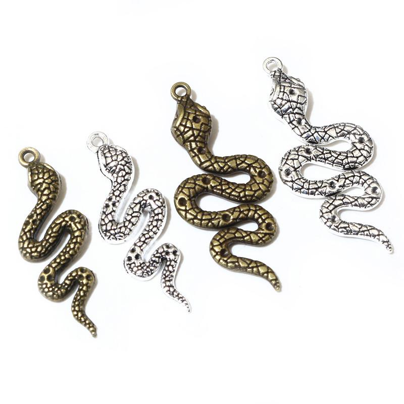 5pcs Antique Silver Color Bronze Snake Charms Pendant DIY Handmade Jewelry Making Accessories Findings for Necklace Bracelet