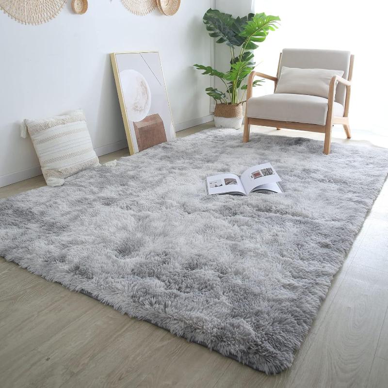 Luxury Geometric White Checkered Area Rug Ultra Soft Polyester, High Pile,Non Slip, Modern, Indoor, Playroom, Bedroom, Living Room, Nursery Rug