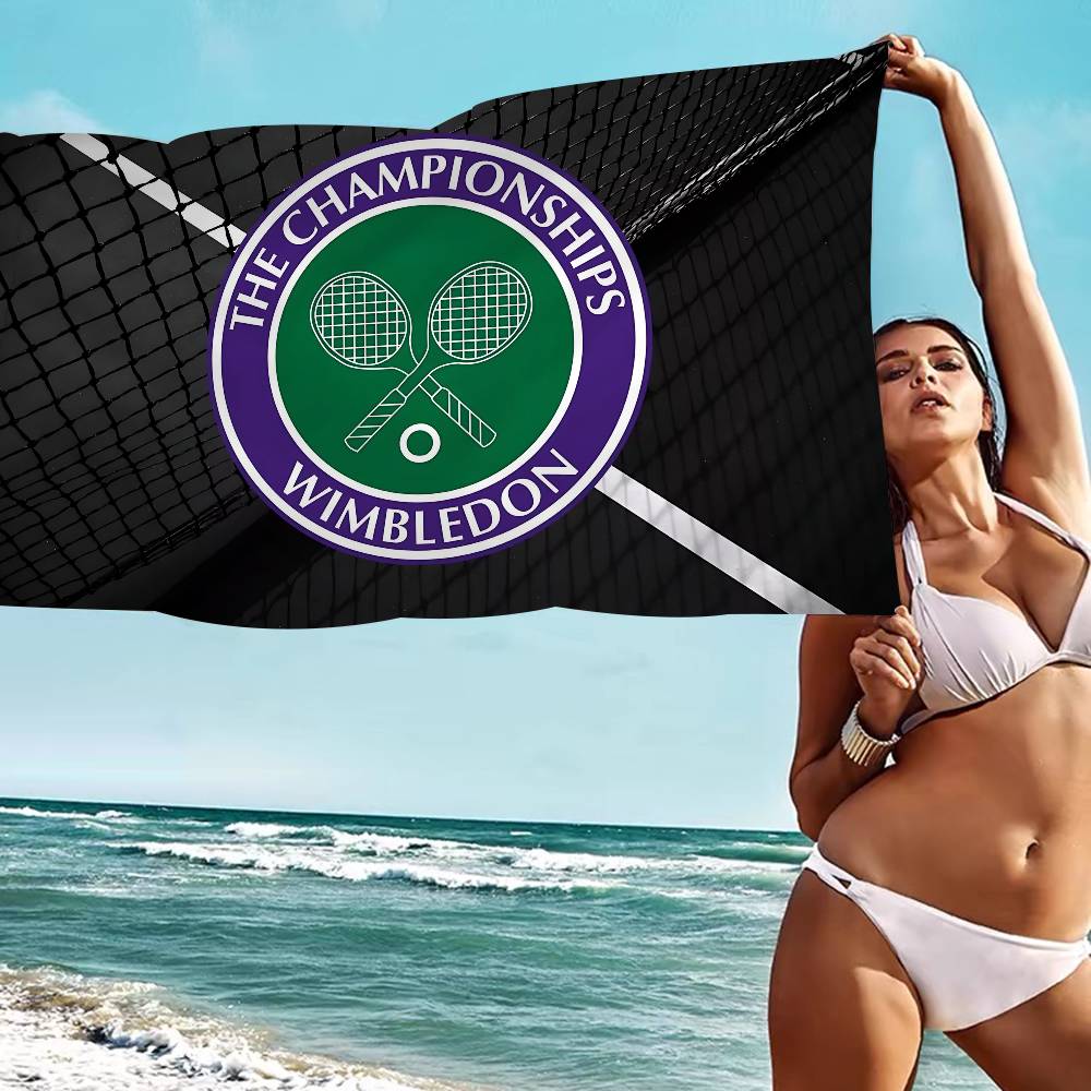 W-Wimbledon Pattern Microfiber Printed Beach Towel Mountain Climbing Yoga Beach Swimming Running Absorbent Soft Towel