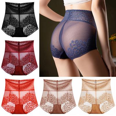 Women Slimming Underwear Knickers Briefs Seamless High Waist Transparent Lace Panties