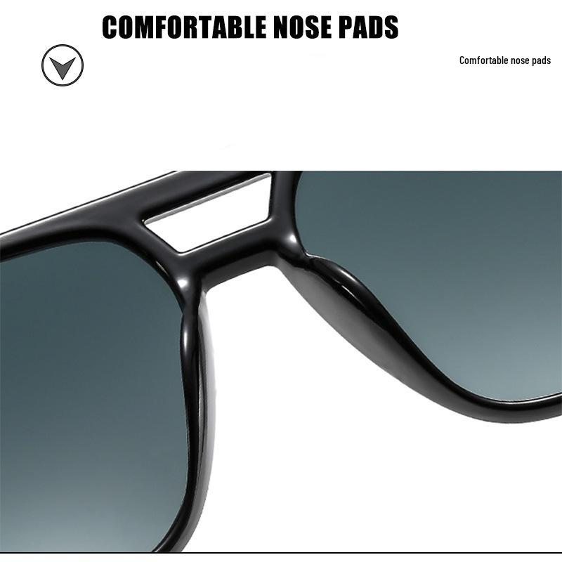 Trendy Retro Double Beam Sunglasses for Women - Large Frame, Ocean Lens, European & American Style
