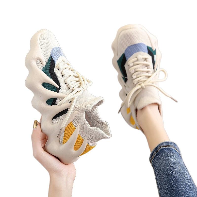 Octopus coconut spring and autumn new mesh fly-woven breathable running shoes large size sports dad shoes