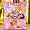 1pc W-Winx Club Theme Blanket - Digital Print, Polyester, Cozy for All Seasons, Perfect for Outdoor, and Travel