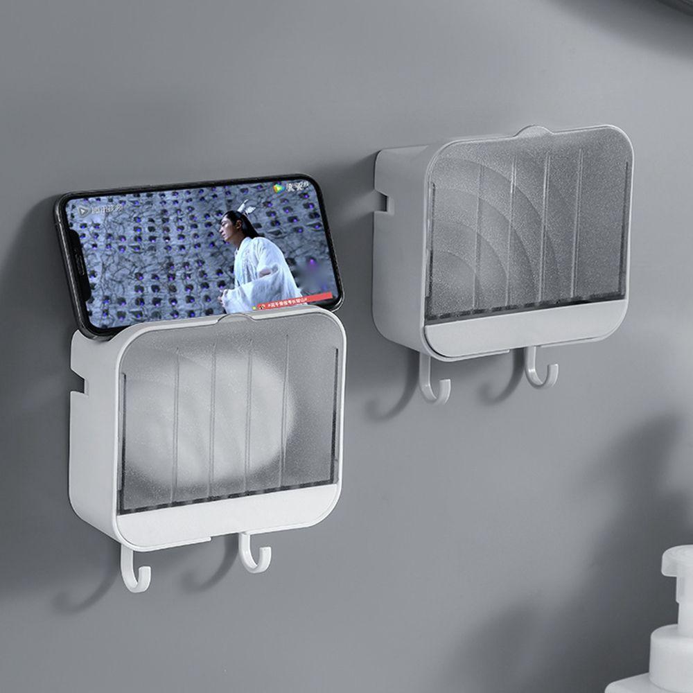 

With Towel Hook Wall-mounted Bathroom Accessories Soap Box Draining Dish Soap Storage Rack