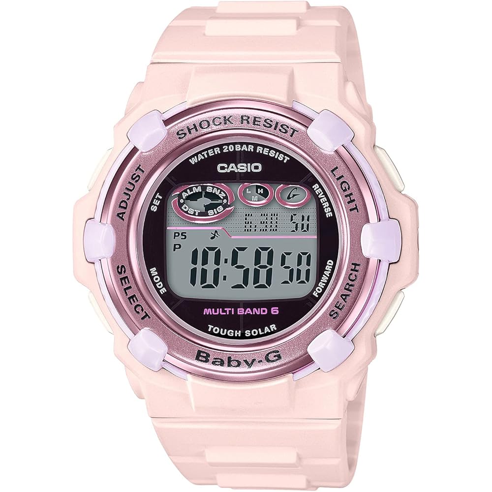 Женские розовые часы Casio Baby-G BGR-3000UCB-4JF с солнечной батареей, радиосинхронизацией и Super Illuminator