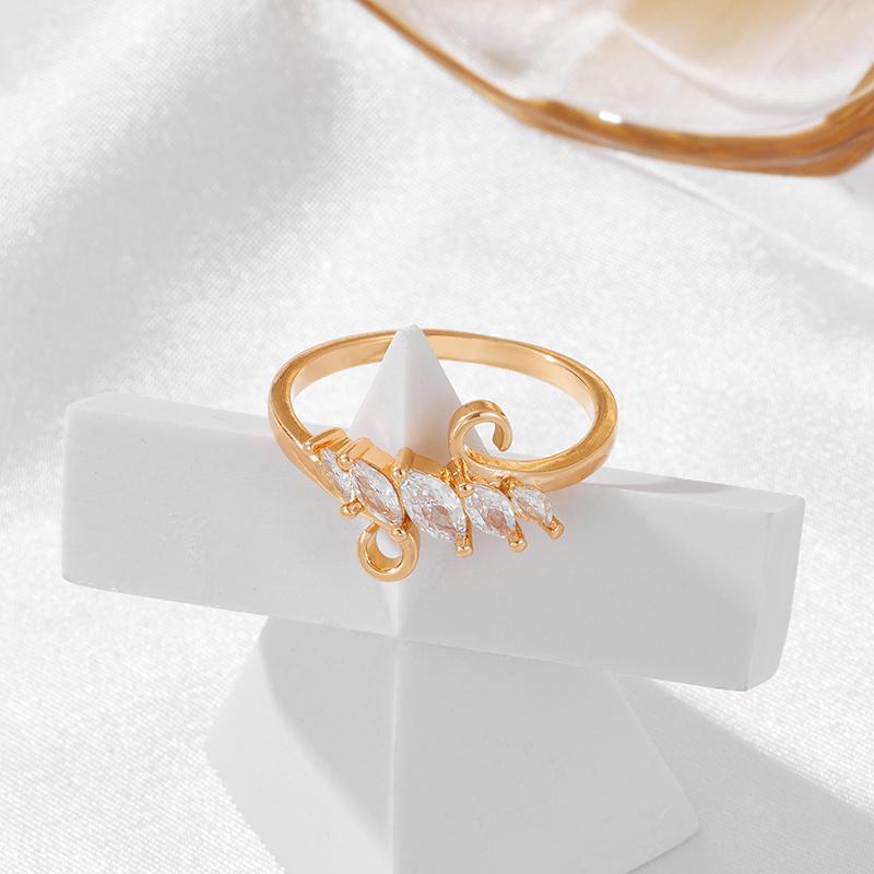 Kinel glänzender natürlicher Zirkonia-Ring in Blattform für Damen