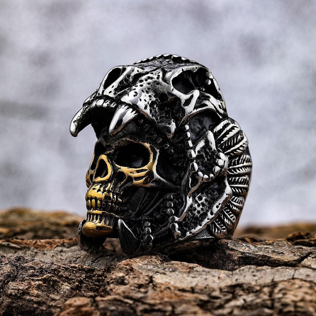 Ring domineering big skull shape ring men's retro fashion jewelry