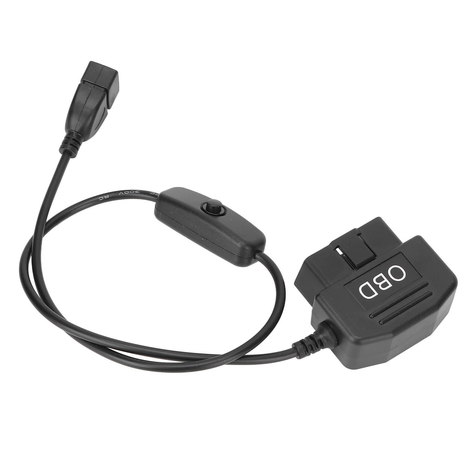 

16-контактный штекер OBD2 (папа) Кабель для зарядки USB-питания Кабель-адаптер OBD 18,9 дюйма Универсальный разъем Зарядное устройство
