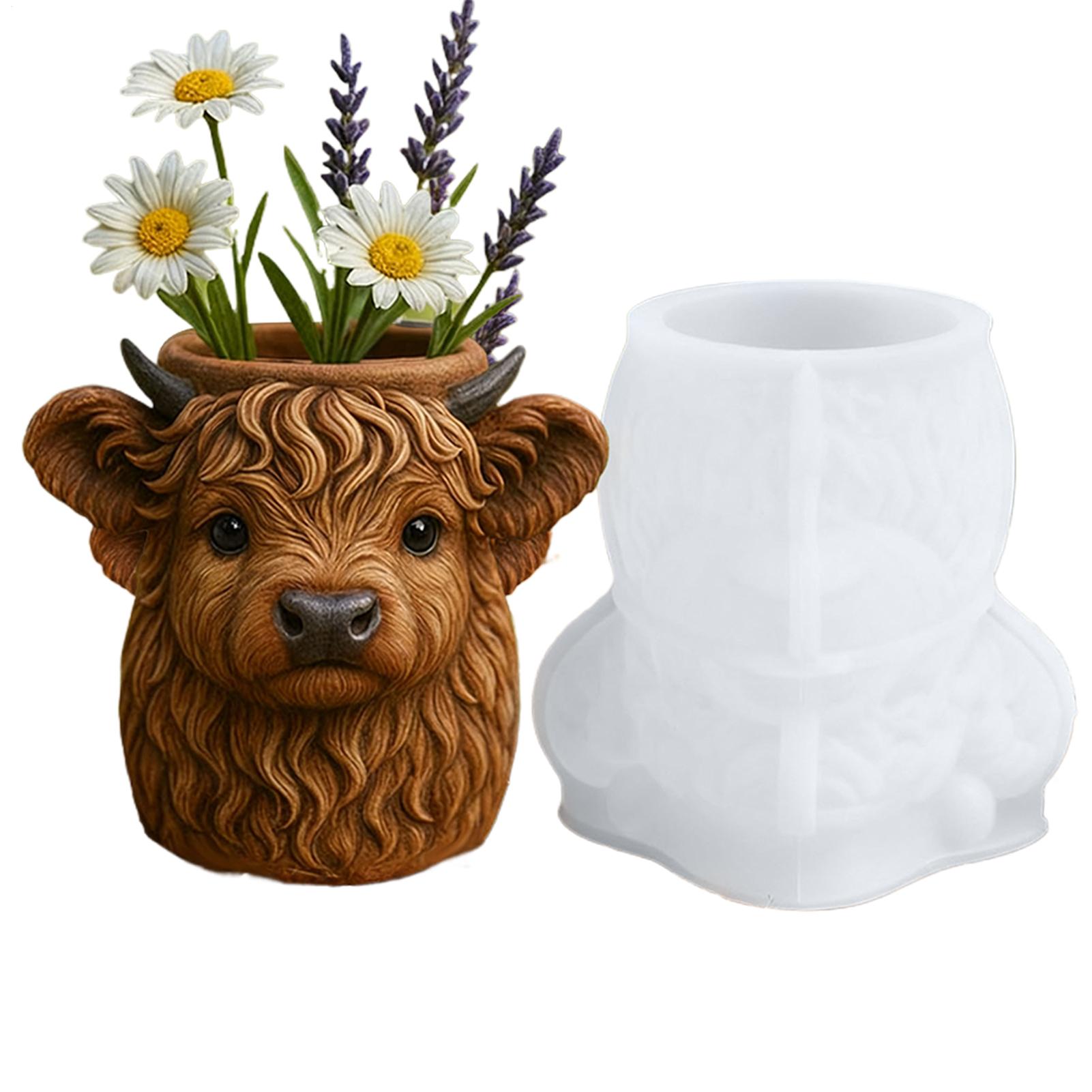 

3D Cute Highland Cow Silicone Mold DIY Candle Holder Mold Cow Shape Decor Making Tool Plant Pot Container Mold China Mainland