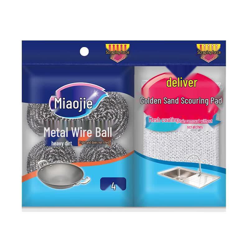 Miaojie Non-Shedding Steel Wool Scourer & Sponge Set