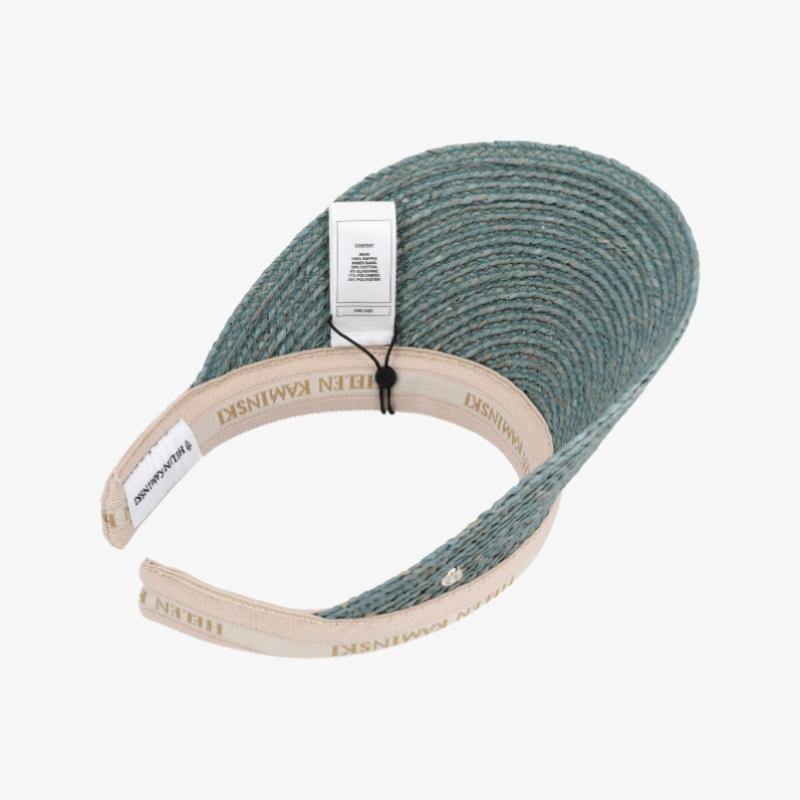 Helen Kaminski Bianca Sea Glass Natural Logo Visor Sun Cap Hat50265