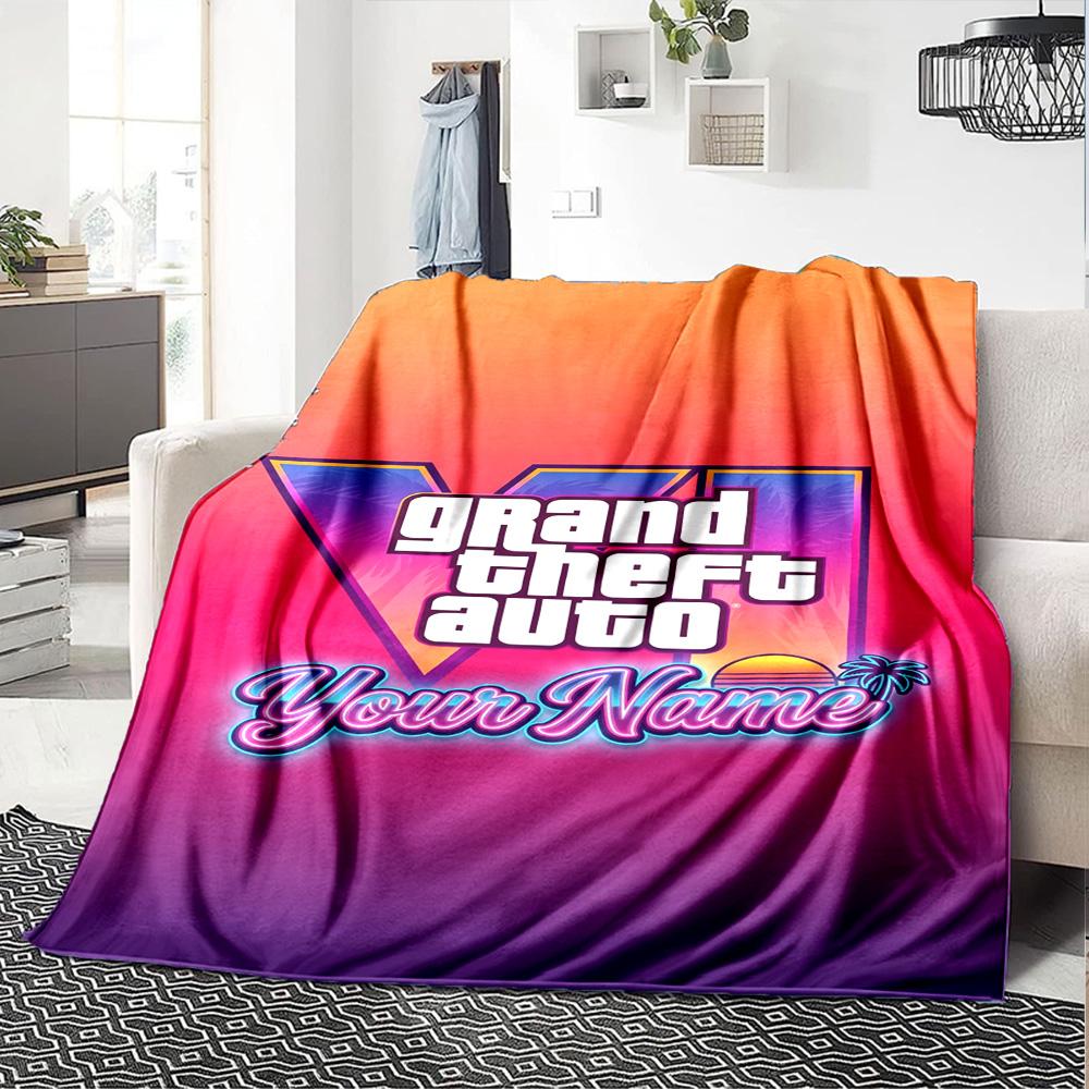 Grand Theft Auto Personalized Name Blanket Lightweight Personalized Blanket Soft & Cozy Versatile for Living Room Office Chair Picnics Sofa