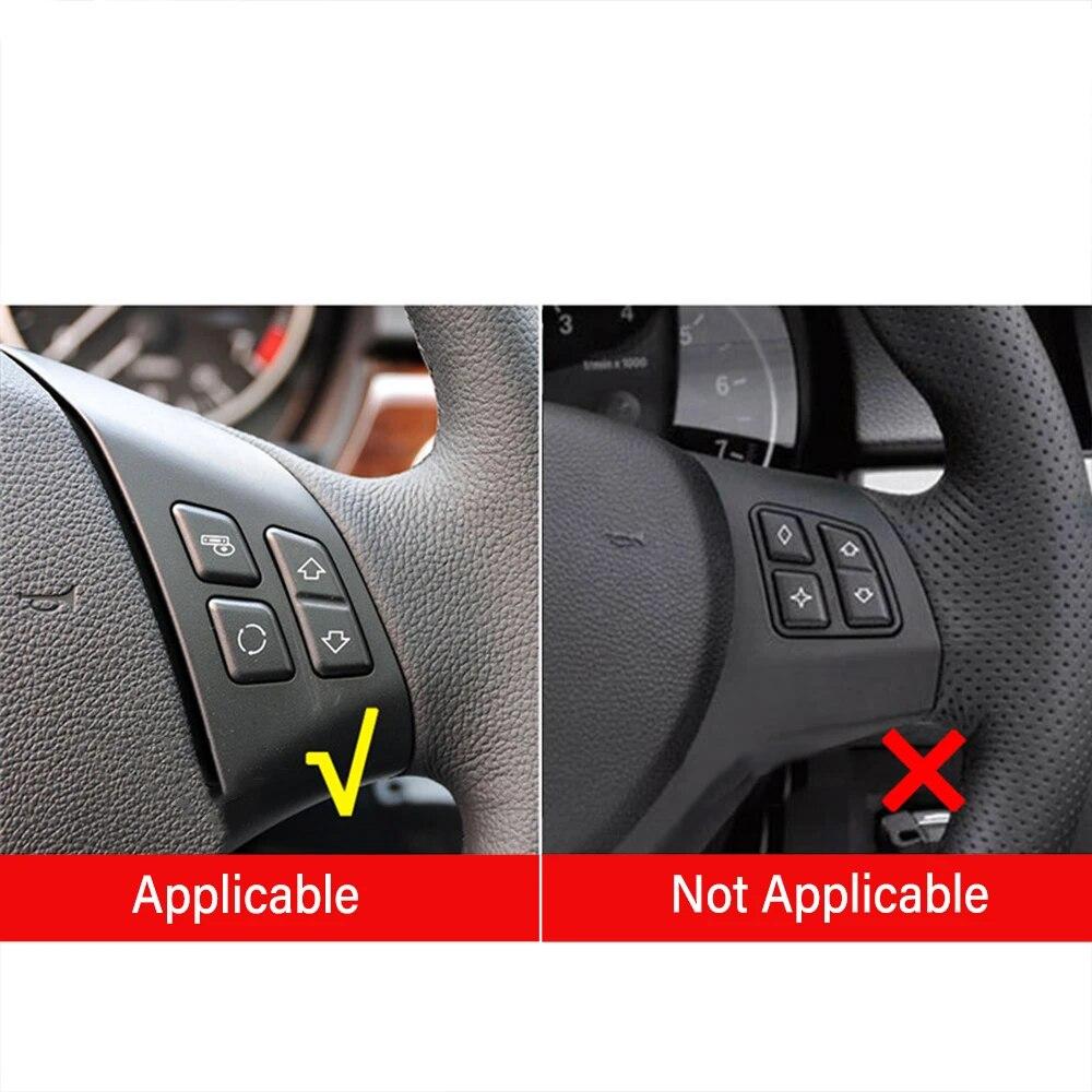 2PCS Carbon Fiber Car Steering Wheel Button Frame Decorative Stickers Interior Accessories For BMW 3 Series E90 E92 2005-2012