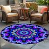Blacklight Bohemian Round Area Rug, Non Slip Floor Mat for Dining Room Living Room and Bedroom, Spring Home Decor Gift