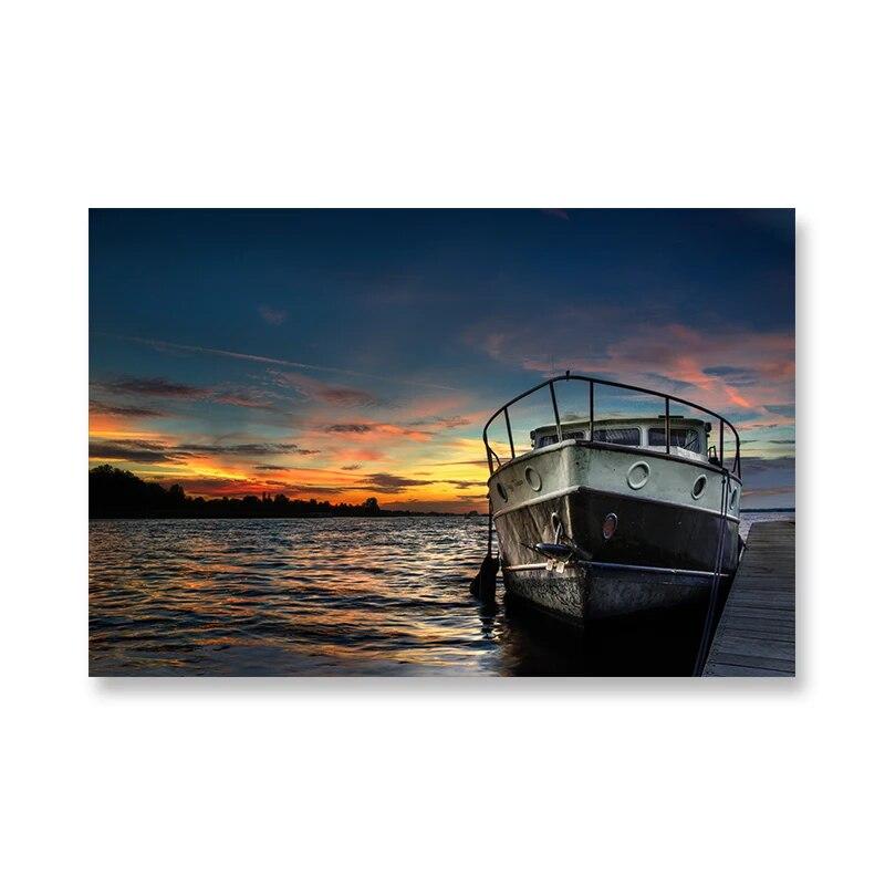 

Современные картины с изображением лодки и заката, холст, живопись, настенные художественные постеры с морским пейзажем и принты для украшения гостиной, Cuadros 20x30cm no frame военно-воздушные силы синий